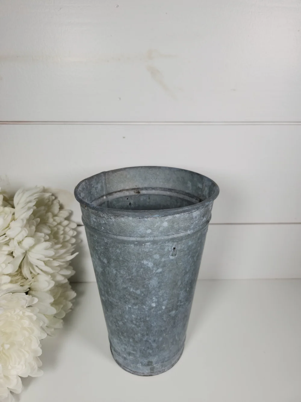 Vintage Galvanized Metal French Style Floral Basket | Flower Market Basket